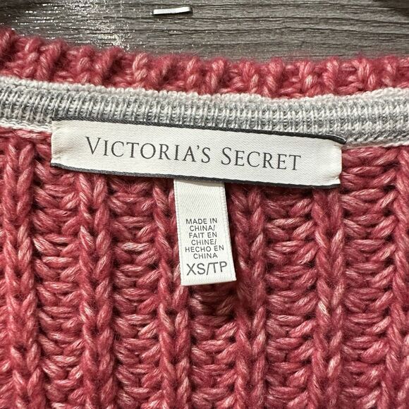 Victoria Secret Striped Oversized Cropped Cable Knit Sweater Sz Xs Alpaca Blend - Picture 5 of 7